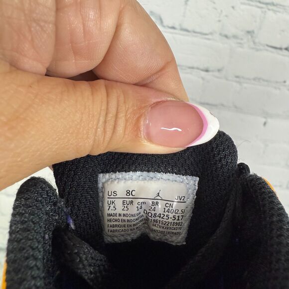 Nike Air Jordan 1 Mid Kids Size 8C Sneakers Blue Yellow Basketball School Shoes - Picture 3 of 11